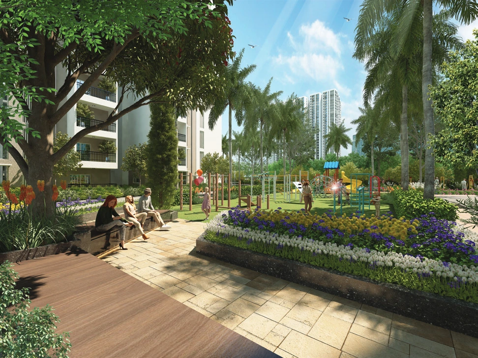 Poolside deck seating area Myhna Vistara