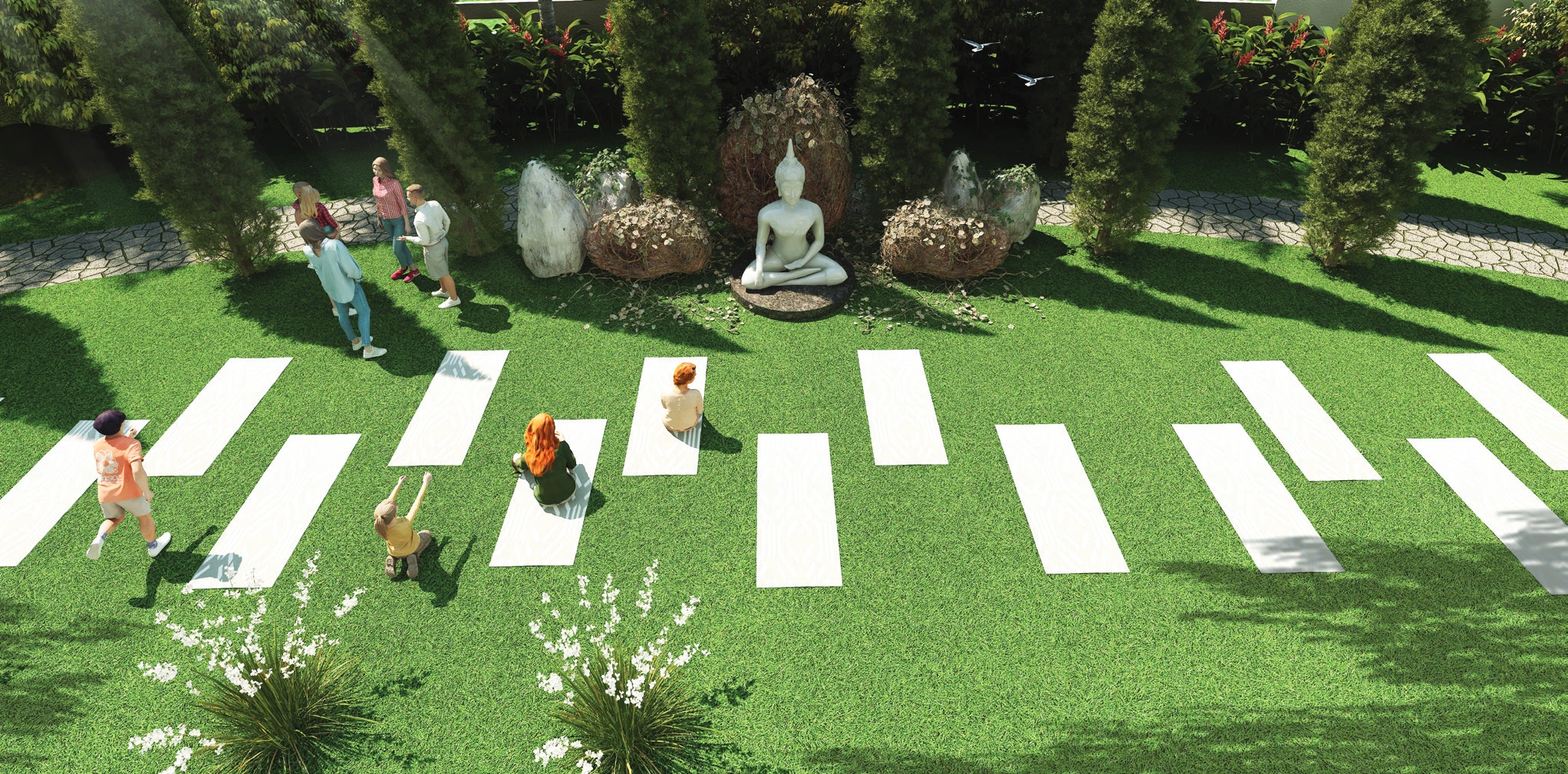 Yoga meditation lawn amenity Myhna Vistara