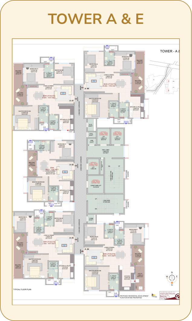 Myhna Vistara Tower A E floor plan 3 BHK 4 BHK layout Gunjur