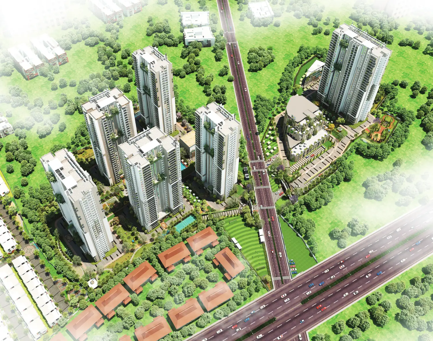 Myhna Vistara aerial view masterplan 1120 apartments Gunjur Bengaluru